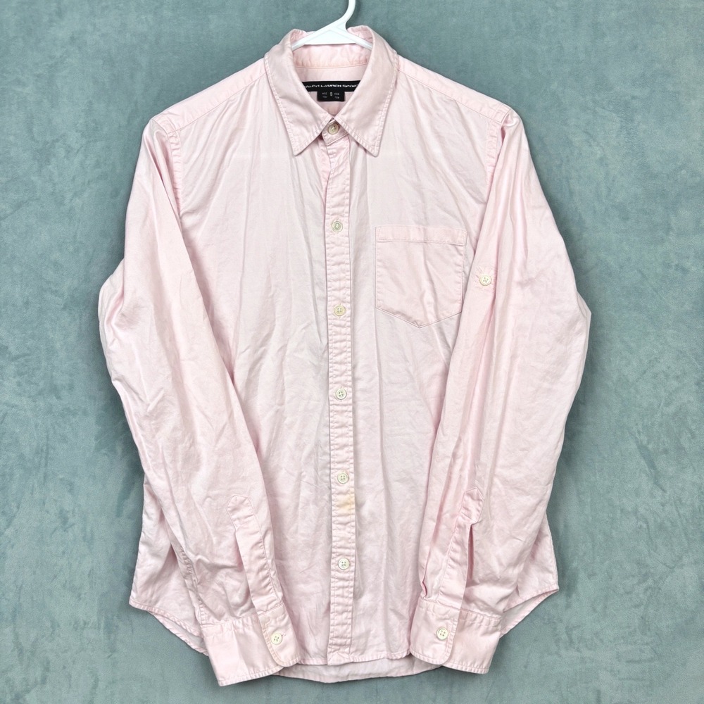 Ralph Lauren Sport Pink Cotton Button Down Shirt Womens Size 8 Long Sleeve